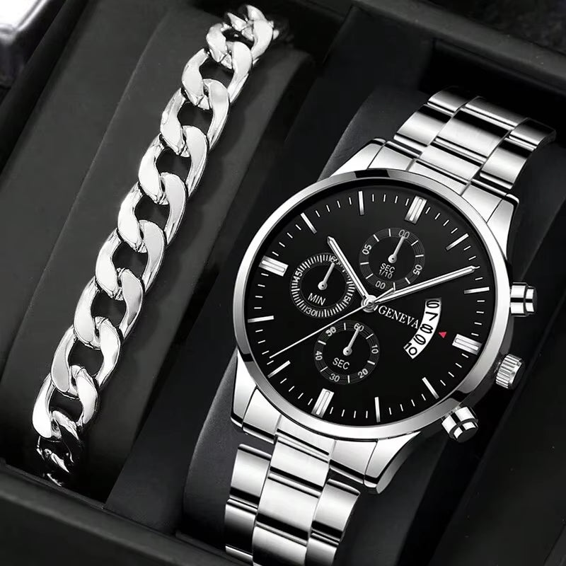 Luxury Men's Silver Bracelet Watch