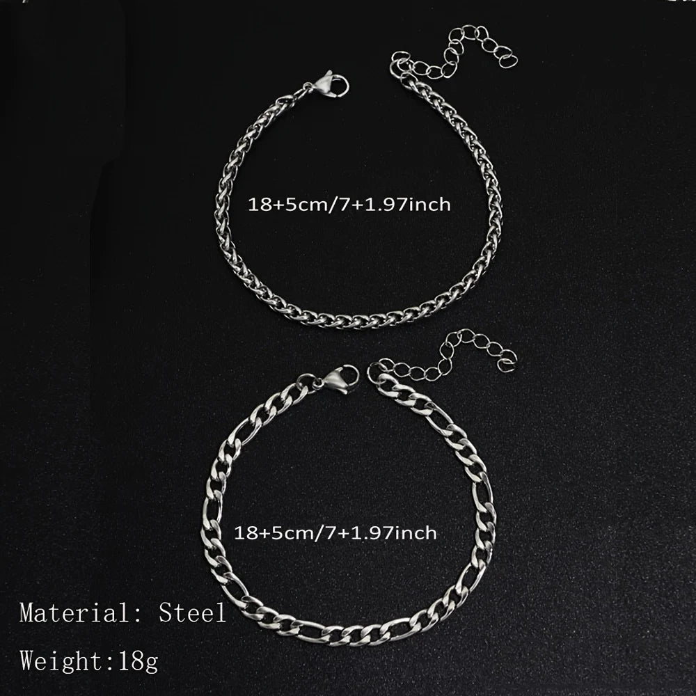 2pcs Minimalist Bracelet Set (Silver) 