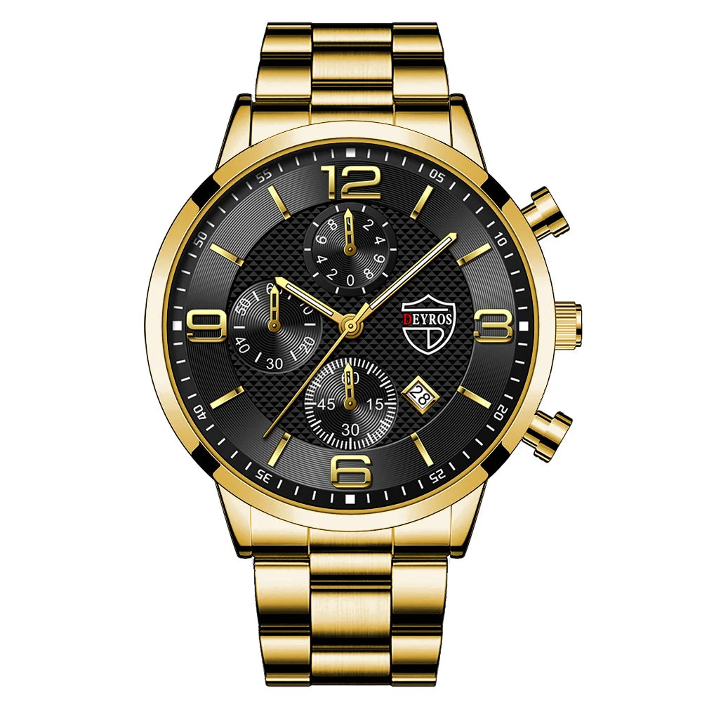 Deyros Black and Gold Bracelet Watch