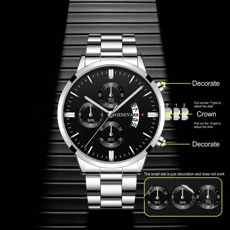 Luxury Men's Silver Bracelet Watch