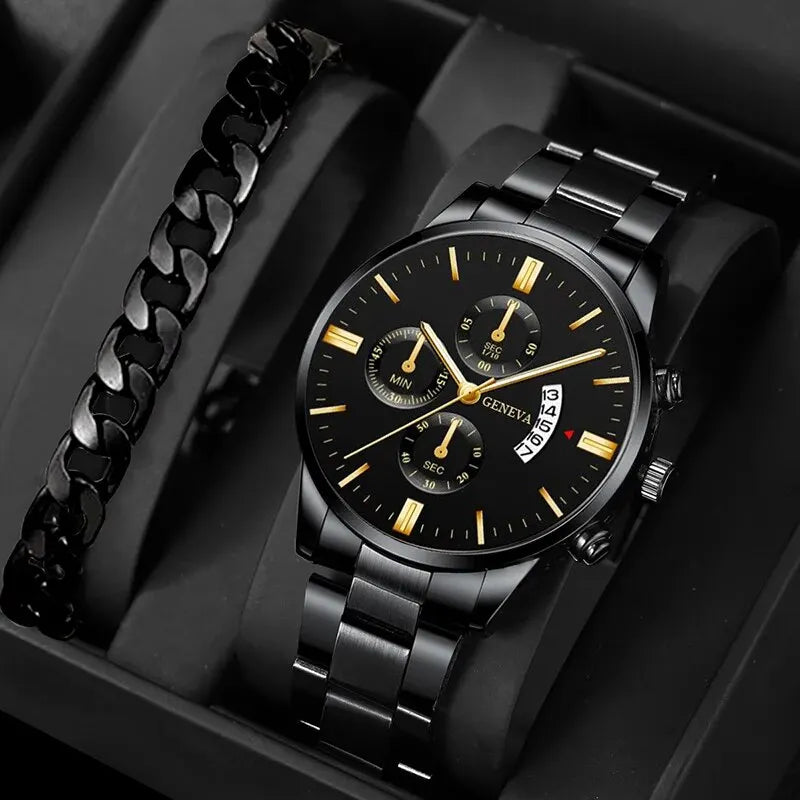 Luxury Men's Silver Bracelet Watch